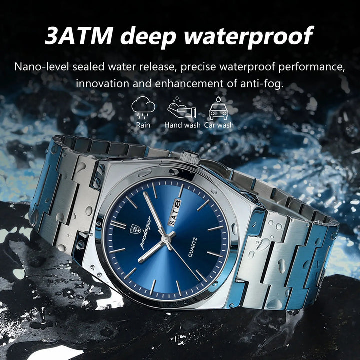 Luxury Men's Watch: Stainless Steel, Waterproof, Luminous Display, and Date Feature – The Perfect Blend of Elegance and Functionality!